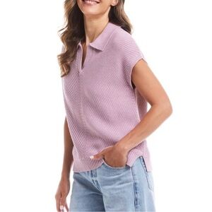 Weatherproof Cotton Cap Sleeve Mauve Collared Sweater
